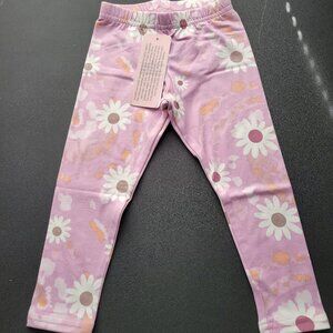 Dot Dot Smile Leggings Girl's 2T Toddler Purple Daisy Comfy Stretch NWT